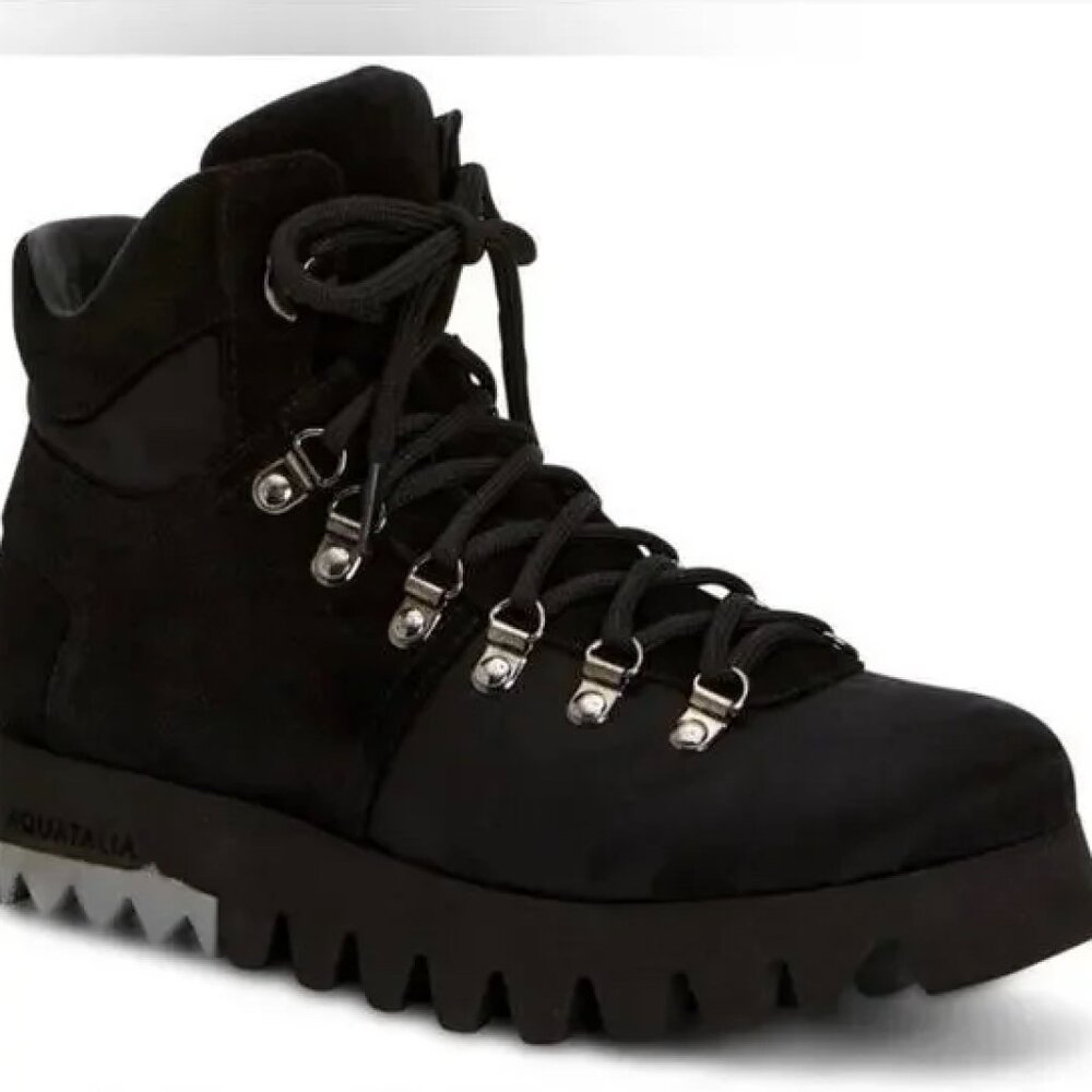 Aquatalia Boots Womens 12 Black Darya Camo Weatherproof Suede Booties